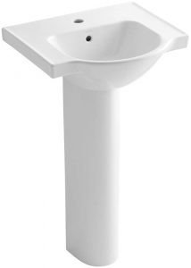 KOHLER K-5265-1-0 Veer Pedestal Bathroom Sink with Single Faucet Hole, 21-Inch, White