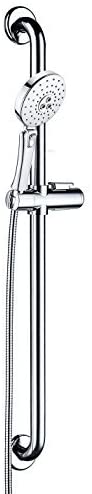 Stainless Steel Grab Bar Set – Includes Handheld Shower Head with extra long hose, shower head and hose chrome plated B078SL62TT