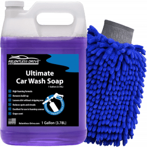 Relentless Drive Car Wash Soap Kit Includes 1 Gallon Car Soap & 1 Car Wash Mitt - Foam Cannon Soap for Pressure Washer, Exterior Care